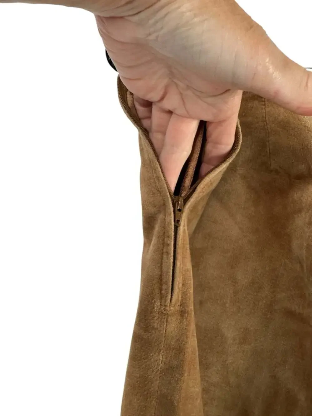 Danier Genuine Tan Suede Leather Pants 10 Straight Leg 70s Boho Luxe Tailored